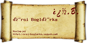 Örsi Boglárka névjegykártya