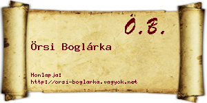 Örsi Boglárka névjegykártya